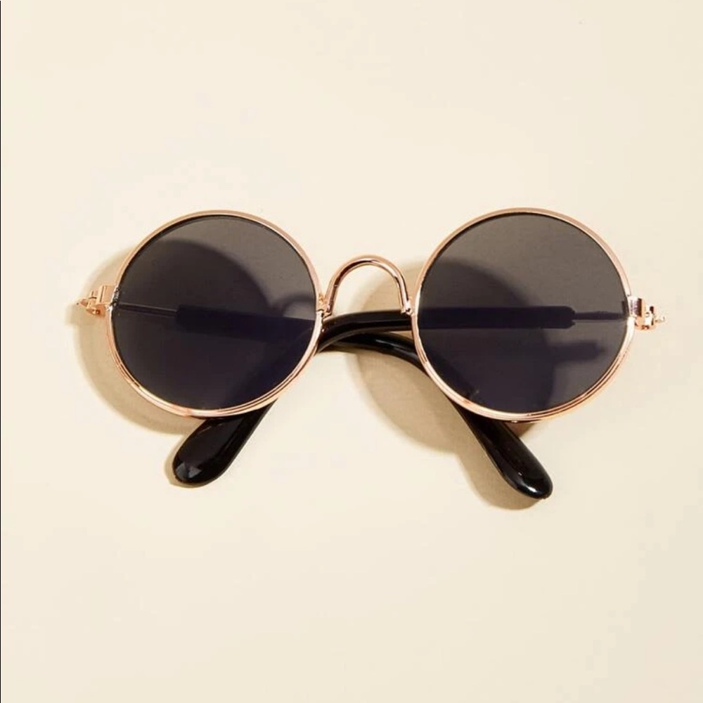 Cat Dog sunglasses round metal gold frame sunnies - Picture 6 of 10